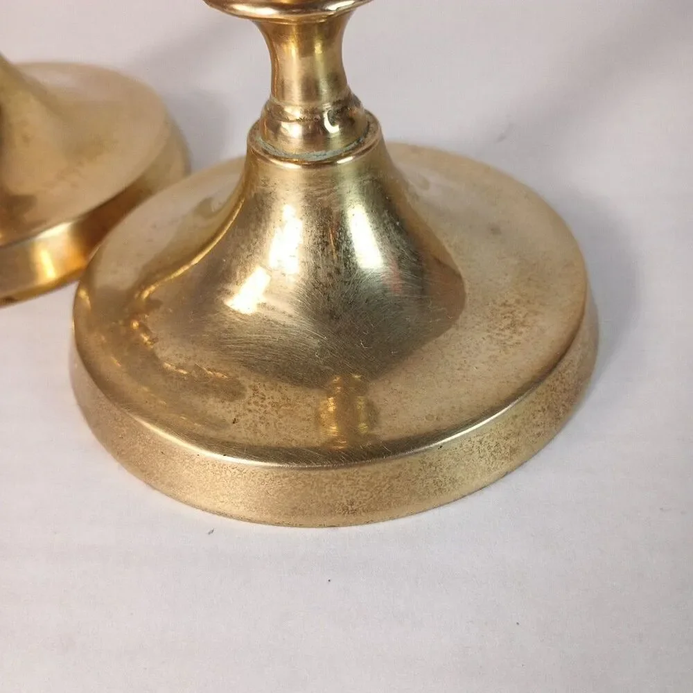 Antique Vintage Pair Solid Brass Candlesticks 7 inch made in England